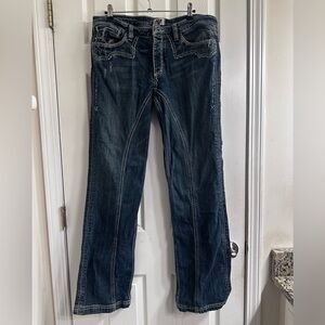 Antik Denim Blue Boot Cut Jeans with Faded Finish